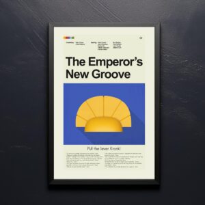 Mid-century modern style movie poster of The Emperor's New Groove