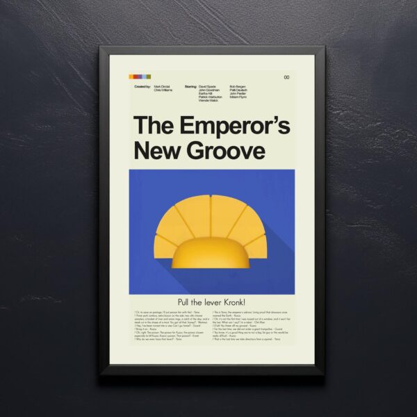 Mid-century modern style movie poster of The Emperor's New Groove