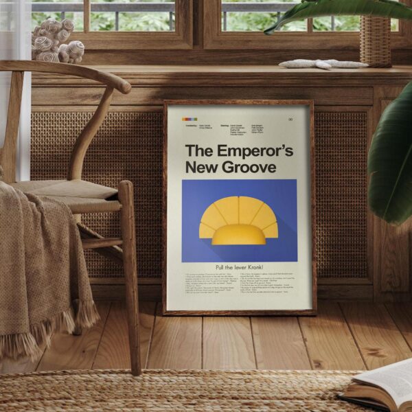Mid-century modern style movie poster of The Emperor's New Groove
