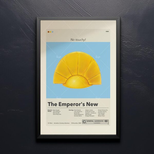 Mid-century modern style poster of The Emperor's New Groove movie