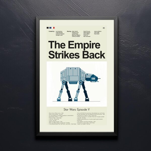 Vintage mid-century modern movie poster for The Empire Strikes Back