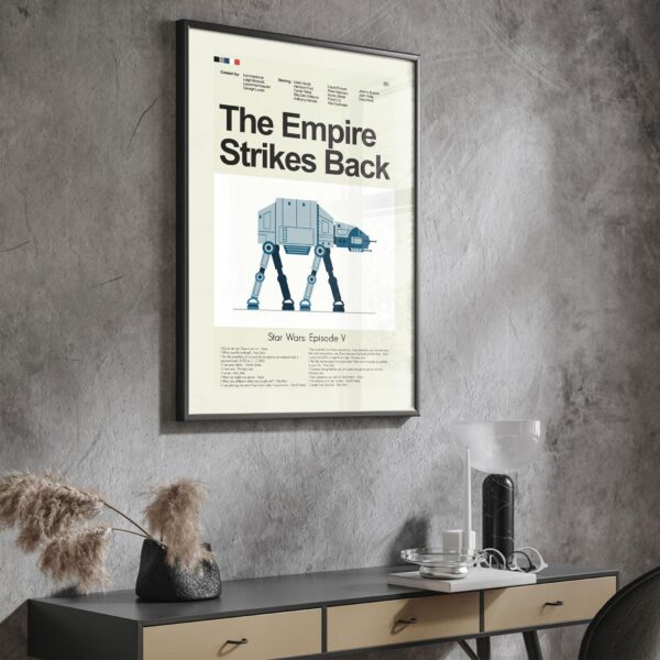 Vintage mid-century modern movie poster for The Empire Strikes Back