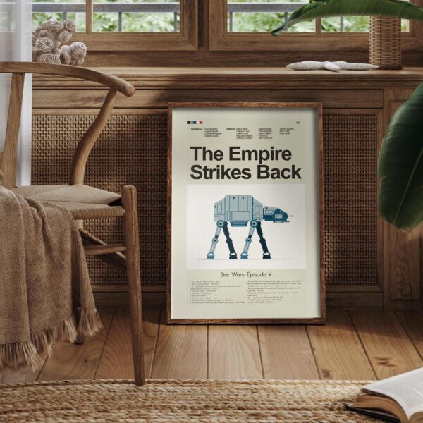 Vintage mid-century modern movie poster for The Empire Strikes Back