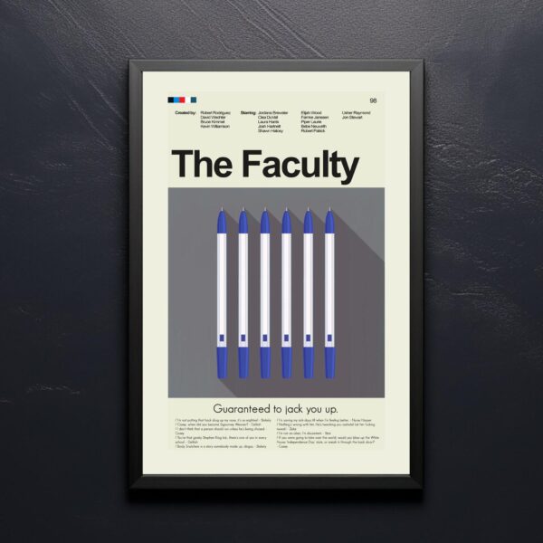 Mid-century modern style poster of The Faculty movie