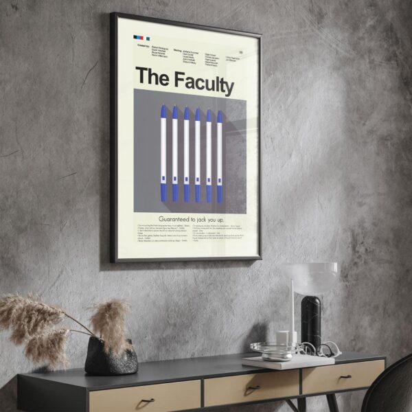 Mid-century modern style poster of The Faculty movie