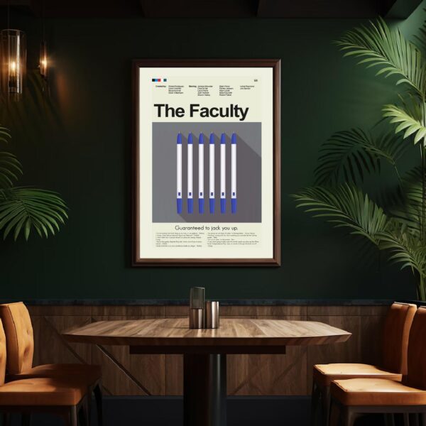 Mid-century modern style poster of The Faculty movie
