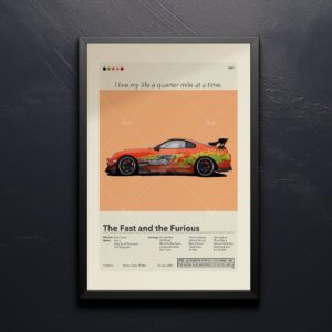 Mid-century modern poster of The Fast and the Furious movie artwork