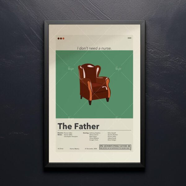 Mid-century modern style poster of The Father movie artwork
