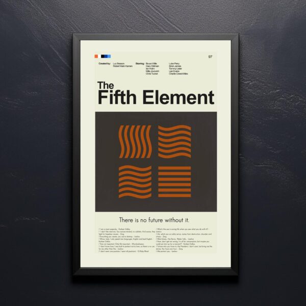 Mid-century modern styled The Fifth Element movie poster print