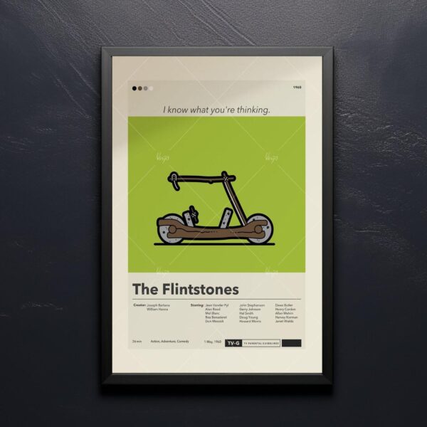 Large mid-century modern Flintstones movie poster with retro design