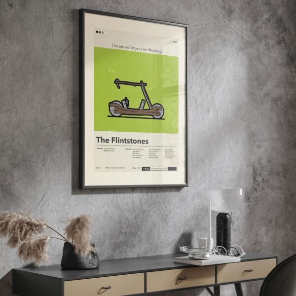 Large mid-century modern Flintstones movie poster with retro design