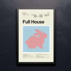 Mid-century modern poster of a classic full house illustration