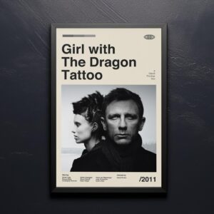 Mid-century poster featuring The Girl with the Dragon Tattoo film