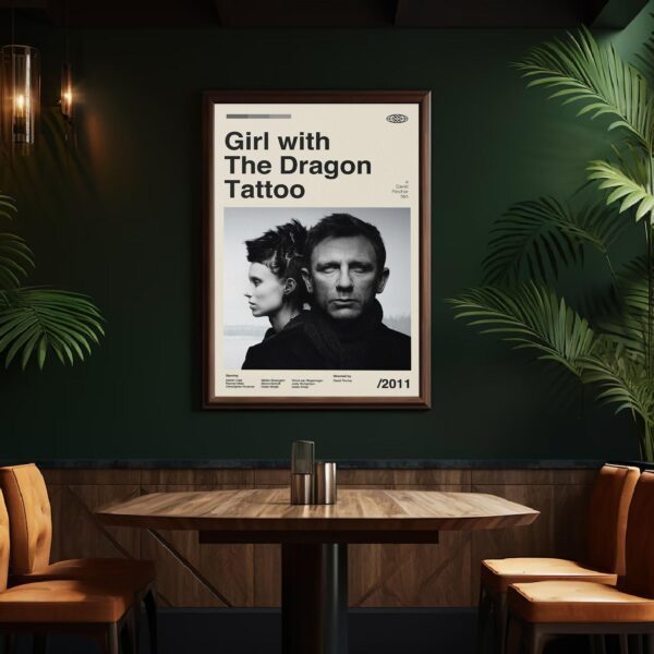 Mid-century poster featuring The Girl with the Dragon Tattoo film
