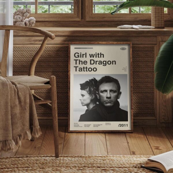 Mid-century poster featuring The Girl with the Dragon Tattoo film