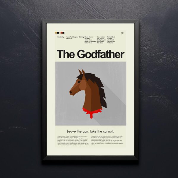 Mid-century modern graphic design poster of The Godfather movie
