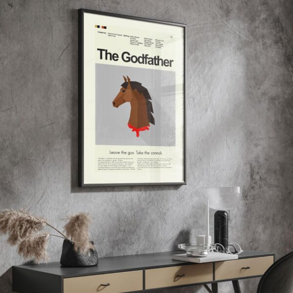 Mid-century modern graphic design poster of The Godfather movie