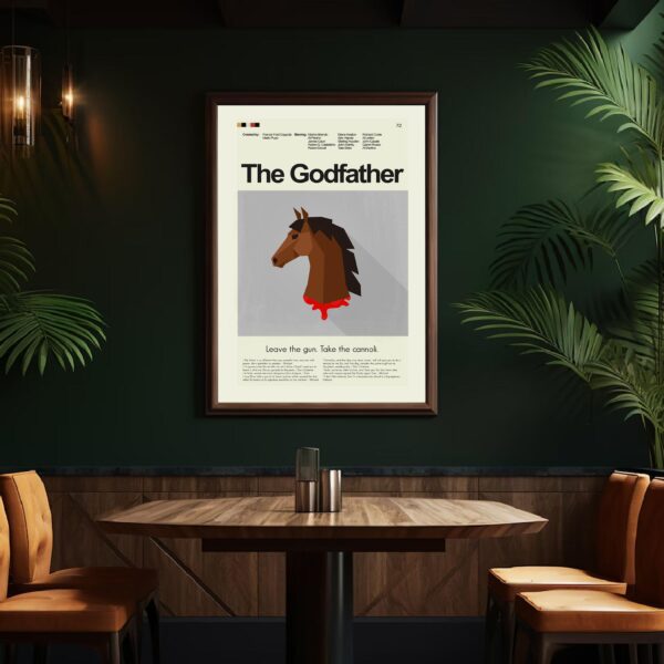 Mid-century modern graphic design poster of The Godfather movie