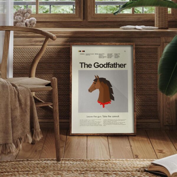 Mid-century modern graphic design poster of The Godfather movie