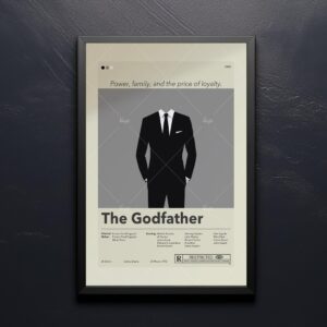 Mid-century modern poster of The Godfather movie artwork