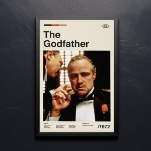 Vintage mid century modern poster of The Godfather movie