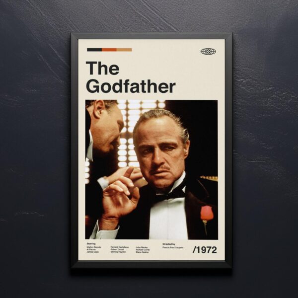Vintage mid century modern poster of The Godfather movie