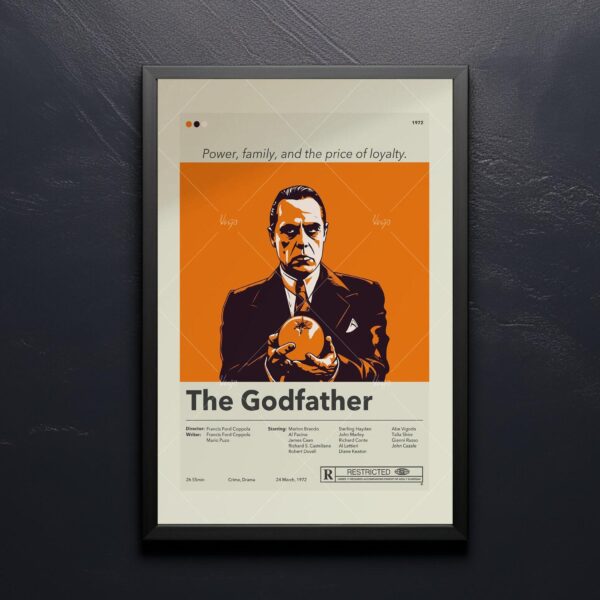 Vintage mid-century modern The Godfather movie poster art