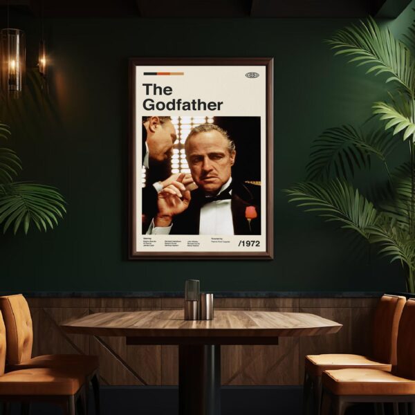 Vintage mid century modern poster of The Godfather movie