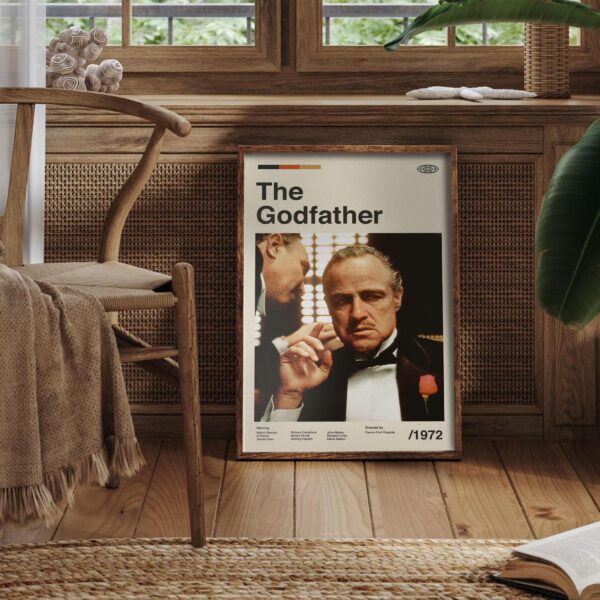 Vintage mid century modern poster of The Godfather movie