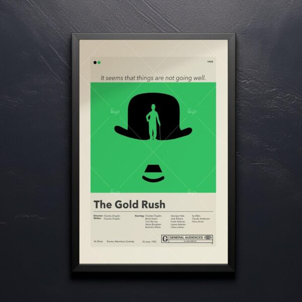 The Gold Rush movie poster styled as mid-century modern wall art