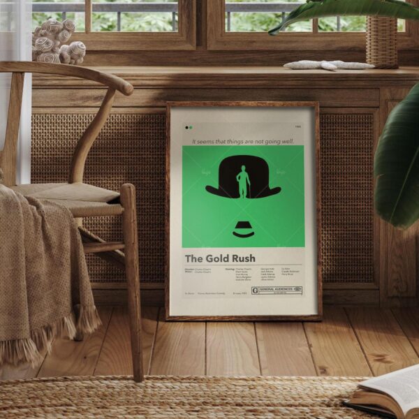 The Gold Rush movie poster styled as mid-century modern wall art