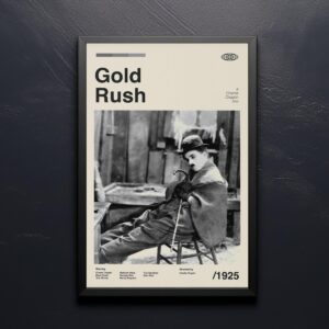 Mid-century modern styled The Gold Rush movie poster with bold geometric design