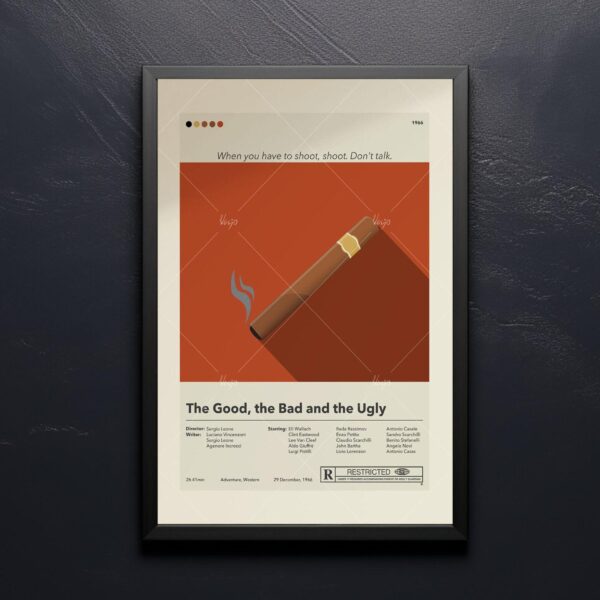 Mid-century modern movie poster for The Good, the Bad and the Ugly