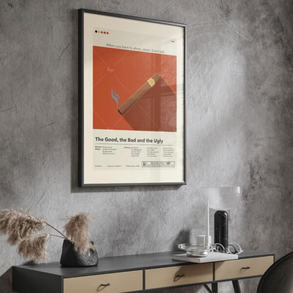 Mid-century modern movie poster for The Good, the Bad and the Ugly