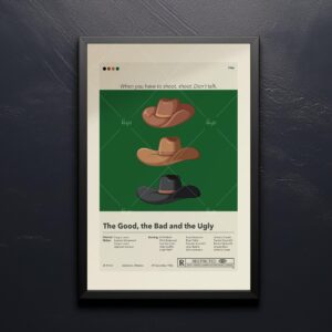 Mid-century modern style poster of The Good, the Bad and the Ugly movie