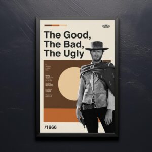 Mid-century modern vintage poster of The Good, the Bad and the Ugly movie