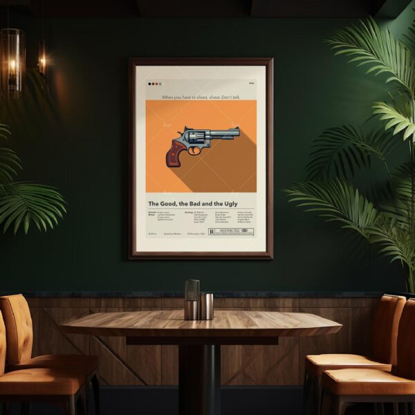 Mid-century modern poster of The Good, the Bad and the Ugly movie