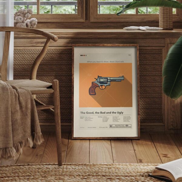 Mid-century modern poster of The Good, the Bad and the Ugly movie