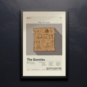 Vintage mid century modern poster of The Goonies movie