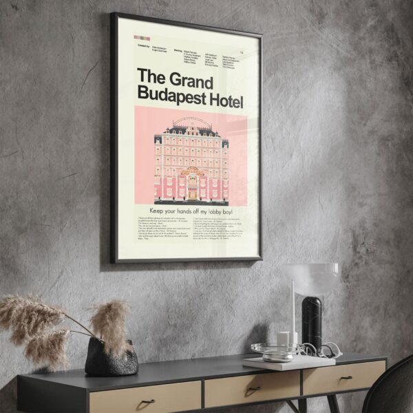 Mid-century modern style poster of The Grand Budapest Hotel movie