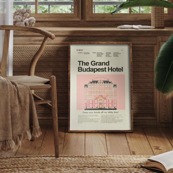 Mid-century modern style poster of The Grand Budapest Hotel movie