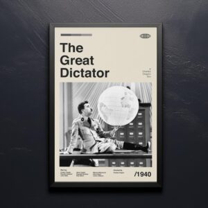 Mid-century modern poster of The Great Dictator movie artwork