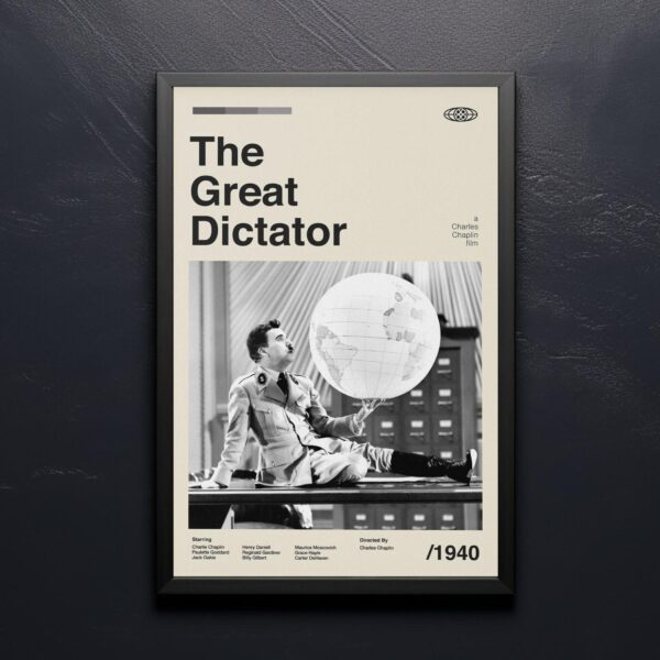Mid-century modern poster of The Great Dictator movie artwork