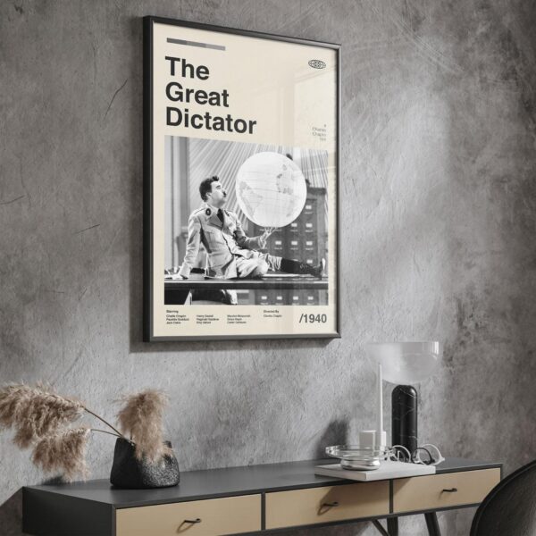 Mid-century modern poster of The Great Dictator movie artwork