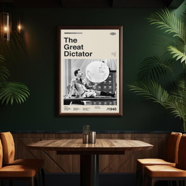 Mid-century modern poster of The Great Dictator movie artwork