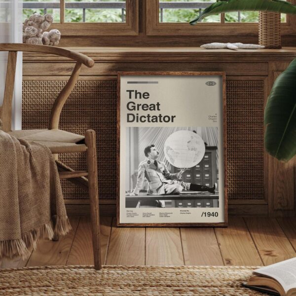 Mid-century modern poster of The Great Dictator movie artwork