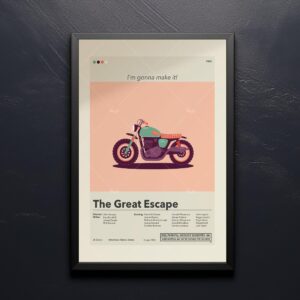 Mid-century modern poster of The Great Escape movie advertisement