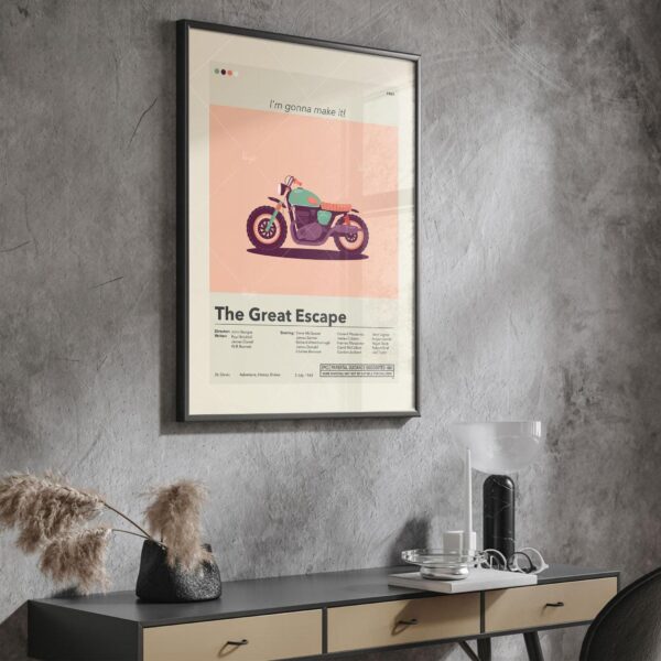 Mid-century modern poster of The Great Escape movie advertisement
