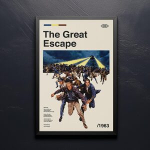 The Great Escape mid-century poster, vintage movie wall art
