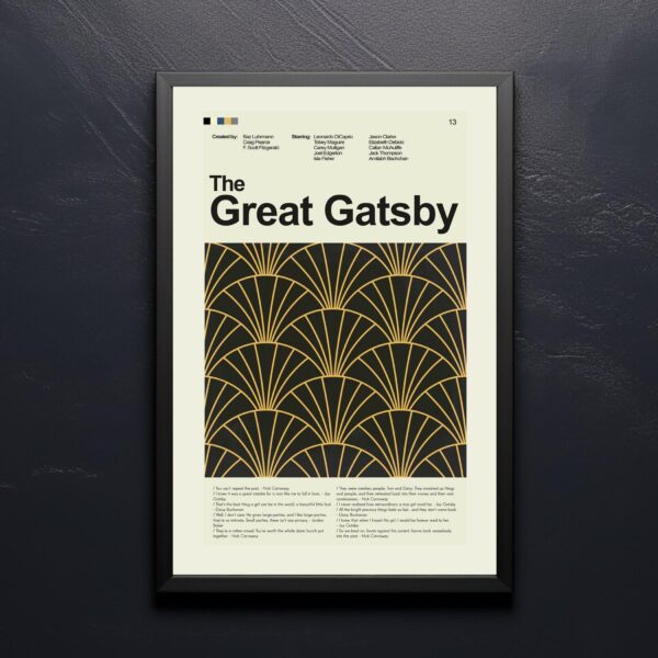 Mid-century modern style Great Gatsby movie poster with vintage design